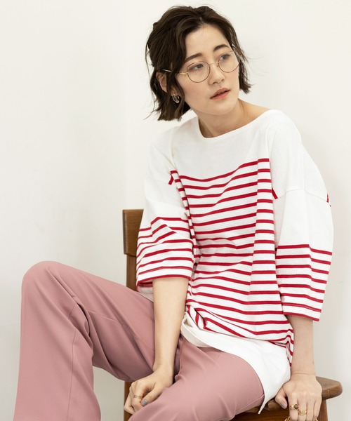 GeeRA(ジーラ)の「パネルボーダーハーフスリーブTシャツ(Tシャツ/カットソー・レディース・ホワイト/ブラック/レッド・MEDIUM/LARGE/X-LARGE)」の19枚目の写真
