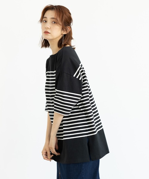 GeeRA(ジーラ)の「パネルボーダーハーフスリーブTシャツ(Tシャツ/カットソー・レディース・ホワイト/ブラック/レッド・MEDIUM/LARGE/X-LARGE)」の17枚目の写真