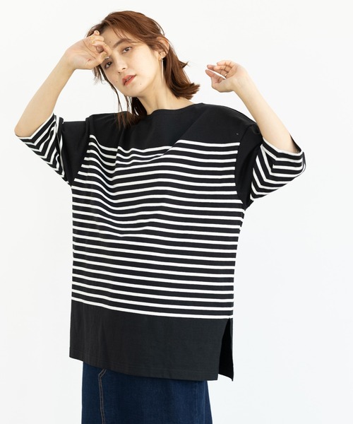 GeeRA(ジーラ)の「パネルボーダーハーフスリーブTシャツ(Tシャツ/カットソー・レディース・ホワイト/ブラック/レッド・MEDIUM/LARGE/X-LARGE)」の16枚目の写真