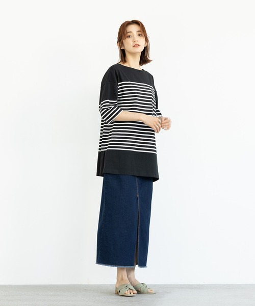 GeeRA(ジーラ)の「パネルボーダーハーフスリーブTシャツ(Tシャツ/カットソー・レディース・ホワイト/ブラック/レッド・MEDIUM/LARGE/X-LARGE)」の13枚目の写真