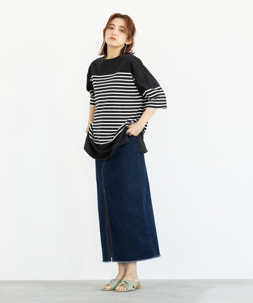 GeeRA(ジーラ)の「パネルボーダーハーフスリーブTシャツ(Tシャツ/カットソー・レディース・ホワイト/ブラック/レッド・MEDIUM/LARGE/X-LARGE)」の14枚目の写真