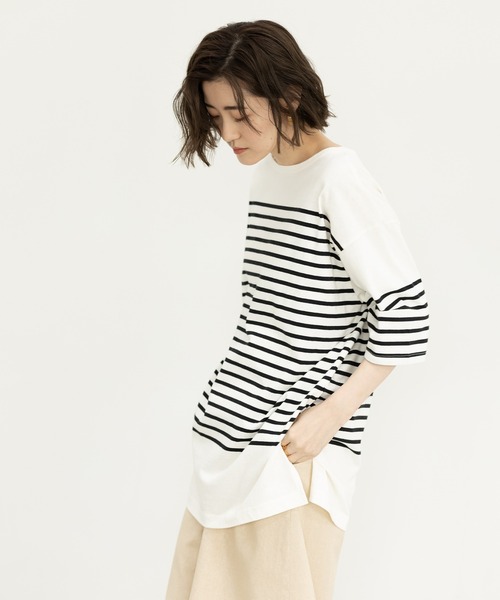 GeeRA(ジーラ)の「パネルボーダーハーフスリーブTシャツ(Tシャツ/カットソー・レディース・ホワイト/ブラック/レッド・MEDIUM/LARGE/X-LARGE)」の11枚目の写真