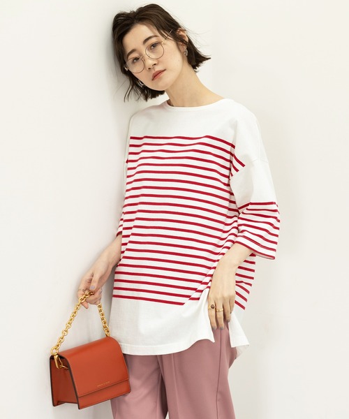 GeeRA(ジーラ)の「パネルボーダーハーフスリーブTシャツ(Tシャツ/カットソー・レディース・ホワイト/ブラック/レッド・MEDIUM/LARGE/X-LARGE)」の22枚目の写真