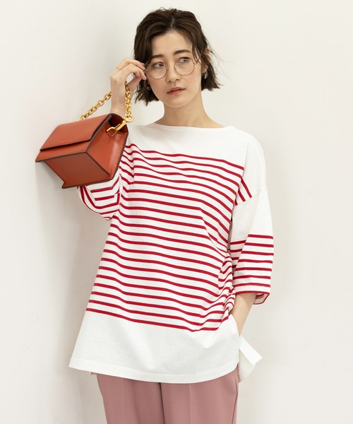 GeeRA(ジーラ)の「パネルボーダーハーフスリーブTシャツ(Tシャツ/カットソー・レディース・ホワイト/ブラック/レッド・MEDIUM/LARGE/X-LARGE)」の21枚目の写真