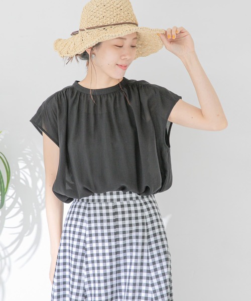 URBAN RESEARCH Sonny Label（アーバンリサーチサニーレーベル）の「ギャザーチュニックフレンチブラウス（シャツ/ブラウス・レディース・ピンク/ミント/オフホワイト/ブラック・FREE）」の2枚目の写真