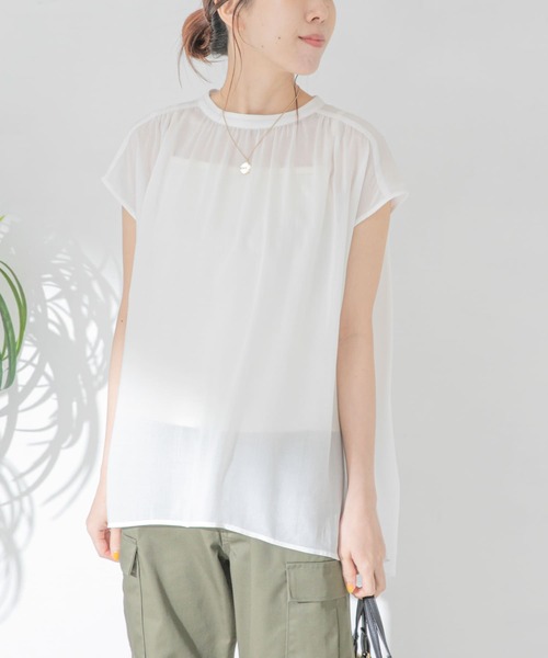 URBAN RESEARCH Sonny Label（アーバンリサーチサニーレーベル）の「ギャザーチュニックフレンチブラウス（シャツ/ブラウス・レディース・ピンク/ミント/オフホワイト/ブラック・FREE）」の5枚目の写真