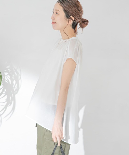 URBAN RESEARCH Sonny Label（アーバンリサーチサニーレーベル）の「ギャザーチュニックフレンチブラウス（シャツ/ブラウス・レディース・ピンク/ミント/オフホワイト/ブラック・FREE）」の7枚目の写真