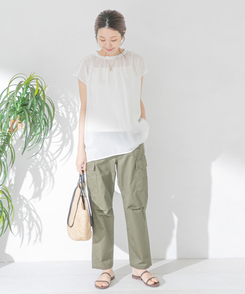 URBAN RESEARCH Sonny Label（アーバンリサーチサニーレーベル）の「ギャザーチュニックフレンチブラウス（シャツ/ブラウス・レディース・ピンク/ミント/オフホワイト/ブラック・FREE）」の9枚目の写真