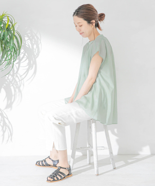 URBAN RESEARCH Sonny Label（アーバンリサーチサニーレーベル）の「ギャザーチュニックフレンチブラウス（シャツ/ブラウス・レディース・ピンク/ミント/オフホワイト/ブラック・FREE）」の21枚目の写真