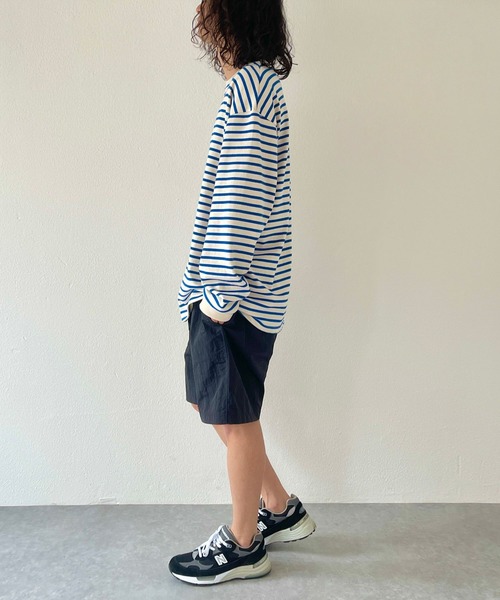 natto（ナット）の「【ユニセックスアイテム】loose silhouette border long sleeve tee / ルーズシルエットボーダーロングスリーブ（Tシャツ/カットソー・メンズ・ネイビー/ブルー/ホワイト/アイボリー・FREE）」の7枚目の写真