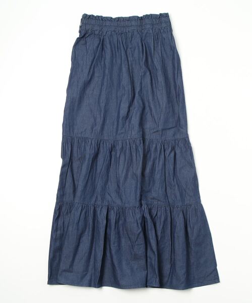 AS KNOW AS PINKY（アズノゥアズピンキー）の「デニムティアードスカート（デニムスカート・レディース・サックスブルー/ネイビー・FREE）」の4枚目の写真