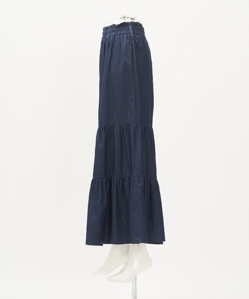 AS KNOW AS PINKY（アズノゥアズピンキー）の「デニムティアードスカート（デニムスカート・レディース・サックスブルー/ネイビー・FREE）」の3枚目の写真