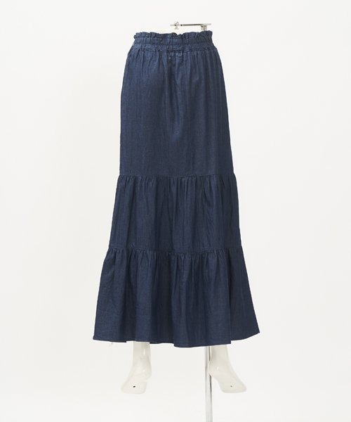 AS KNOW AS PINKY（アズノゥアズピンキー）の「デニムティアードスカート（デニムスカート・レディース・サックスブルー/ネイビー・FREE）」の5枚目の写真