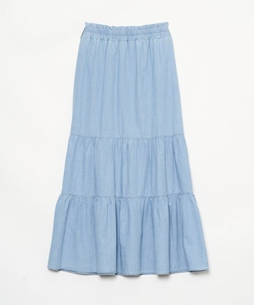 AS KNOW AS PINKY（アズノゥアズピンキー）の「デニムティアードスカート（デニムスカート・レディース・サックスブルー/ネイビー・FREE）」の18枚目の写真