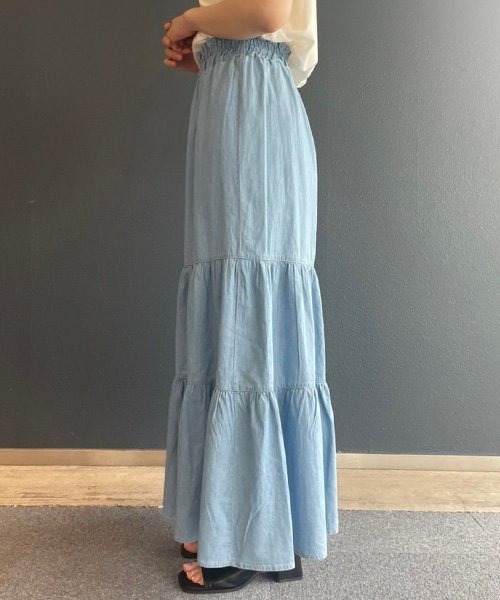 AS KNOW AS PINKY（アズノゥアズピンキー）の「デニムティアードスカート（デニムスカート・レディース・サックスブルー/ネイビー・FREE）」の14枚目の写真