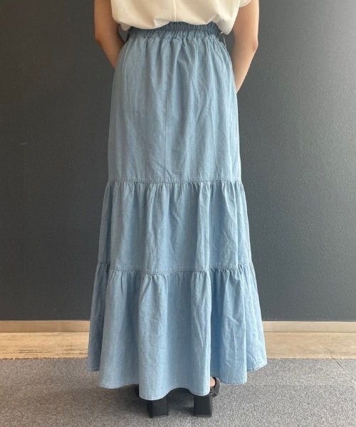 AS KNOW AS PINKY（アズノゥアズピンキー）の「デニムティアードスカート（デニムスカート・レディース・サックスブルー/ネイビー・FREE）」の15枚目の写真