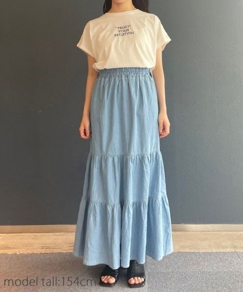 AS KNOW AS PINKY（アズノゥアズピンキー）の「デニムティアードスカート（デニムスカート・レディース・サックスブルー/ネイビー・FREE）」の16枚目の写真