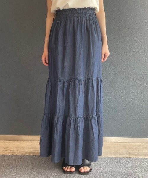 AS KNOW AS PINKY（アズノゥアズピンキー）の「デニムティアードスカート（デニムスカート・レディース・サックスブルー/ネイビー・FREE）」の22枚目の写真