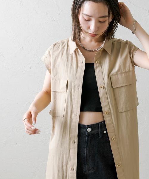 mystic（ミスティック）の「[mline] ノースリロングシャツワンピース（シャツワンピース・レディース・ベージュ/ネイビー・FREE）」の8枚目の写真