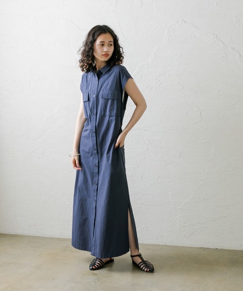 mystic（ミスティック）の「[mline] ノースリロングシャツワンピース（シャツワンピース・レディース・ベージュ/ネイビー・FREE）」の11枚目の写真