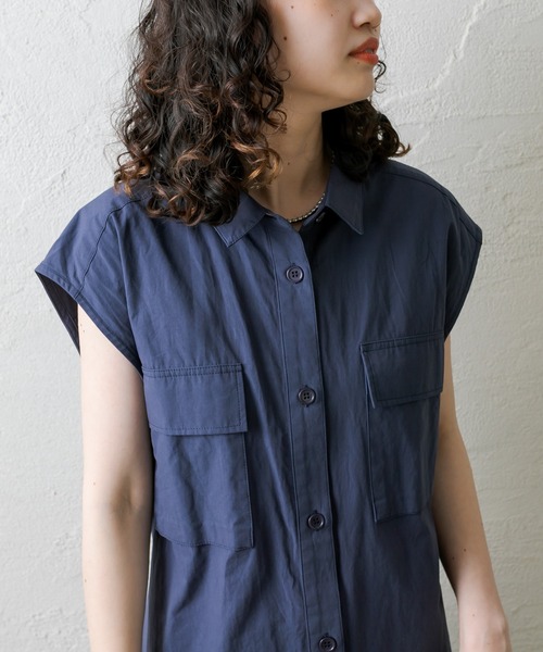 mystic（ミスティック）の「[mline] ノースリロングシャツワンピース（シャツワンピース・レディース・ベージュ/ネイビー・FREE）」の14枚目の写真