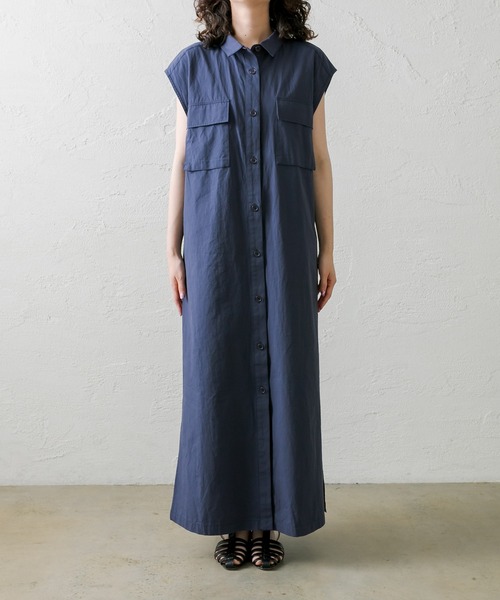 mystic（ミスティック）の「[mline] ノースリロングシャツワンピース（シャツワンピース・レディース・ベージュ/ネイビー・FREE）」の15枚目の写真