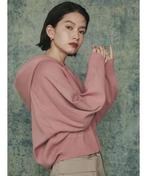 COTORICA（コトリカ）の「【THE DAYZ TOKYO】ショートニットパーカー【セットアップ対応】（パーカー・レディース・ブラック/ブラウン/ピンク・FREE）」の5枚目の写真