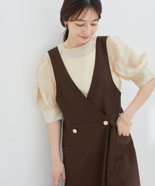 vis-`a-vis（ビサビ）の「【WEB限定】【SET】シアーブラウス＆ジャンスカセット（ジャンパースカート・レディース・チャコールグレー/ダークブラウン・FREE）」の16枚目の写真