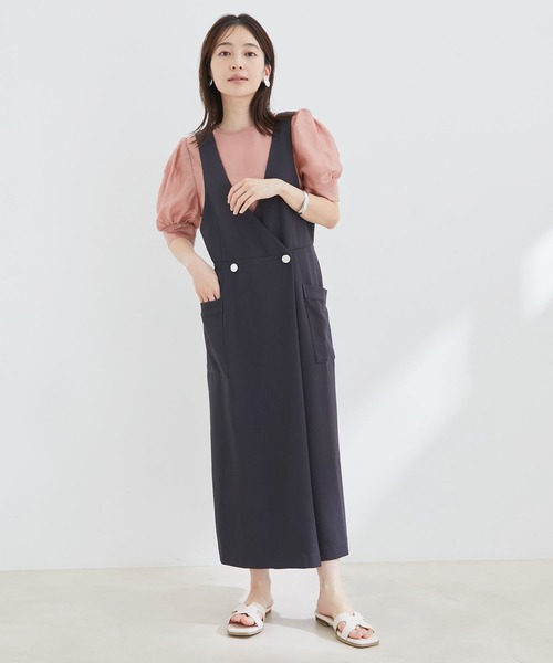 vis-`a-vis（ビサビ）の「【WEB限定】【SET】シアーブラウス＆ジャンスカセット（ジャンパースカート・レディース・チャコールグレー/ダークブラウン・FREE）」の13枚目の写真