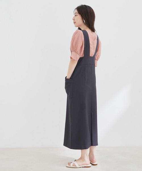 vis-`a-vis（ビサビ）の「【WEB限定】【SET】シアーブラウス＆ジャンスカセット（ジャンパースカート・レディース・チャコールグレー/ダークブラウン・FREE）」の7枚目の写真