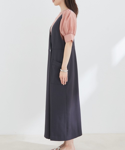 vis-`a-vis（ビサビ）の「【WEB限定】【SET】シアーブラウス＆ジャンスカセット（ジャンパースカート・レディース・チャコールグレー/ダークブラウン・FREE）」の10枚目の写真