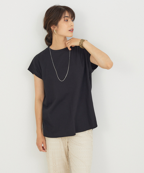 abahouse mavie（アバハウスマヴィ）の「綿天竺フレンチオーバーT（Tシャツ/カットソー・レディース・ブラック/パープル/ホワイト/チャコールグレー・フリー）」の3枚目の写真