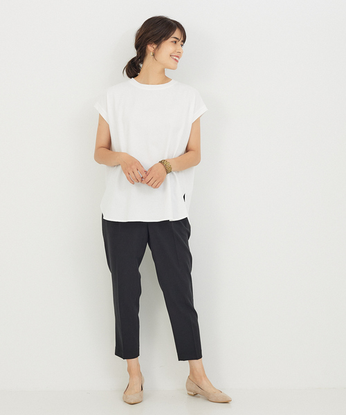 abahouse mavie（アバハウスマヴィ）の「綿天竺フレンチオーバーT（Tシャツ/カットソー・レディース・ブラック/パープル/ホワイト/チャコールグレー・フリー）」の6枚目の写真