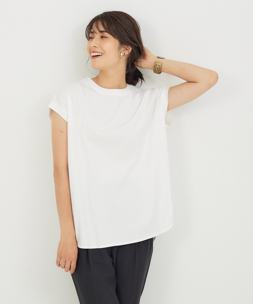 abahouse mavie（アバハウスマヴィ）の「綿天竺フレンチオーバーT（Tシャツ/カットソー・レディース・ブラック/パープル/ホワイト/チャコールグレー・フリー）」の8枚目の写真