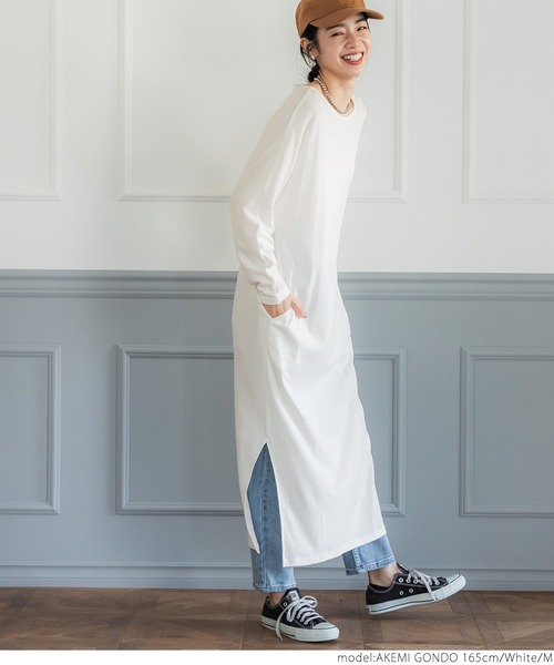 coca(coca)(コカ)の「ガーゼ天竺ドルマンワンピ(ワンピース・レディース・ホワイト/チャコールグレー・M/L)」の12枚目の写真