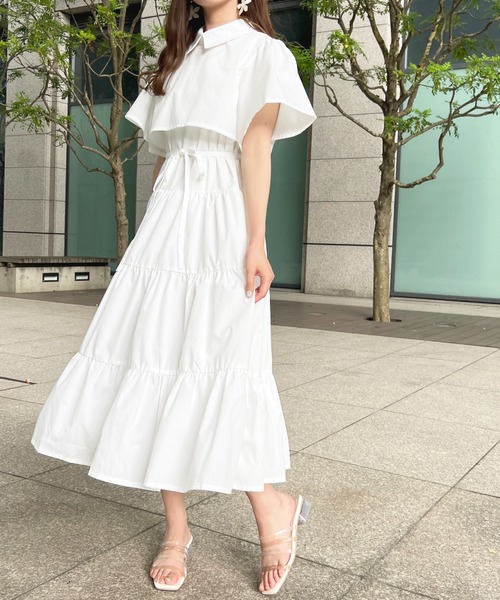 美品　セルフポートレイト　ティアード　スパンコール　ビジュー　フレア　ワンピース ペールピンク スパンコール フィット＆フレア ドレス｜TADASHI