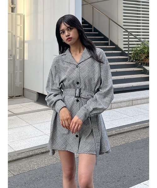 ENVYM（アンビー）の「ＡラインベルトシャツＯＰ（ワンピース・レディース・ブラック/ベージュ/チェック・FREE）」の21枚目の写真