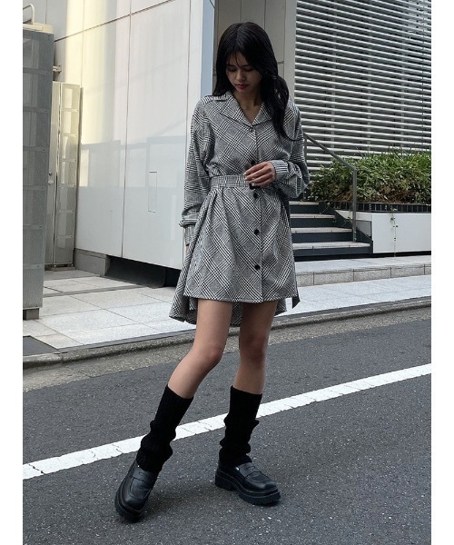 ENVYM（アンビー）の「ＡラインベルトシャツＯＰ（ワンピース・レディース・ブラック/ベージュ/チェック・FREE）」の17枚目の写真