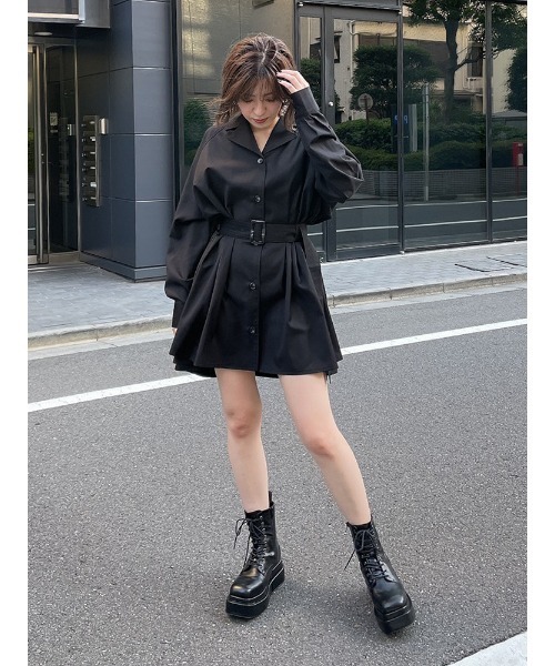 ENVYM（アンビー）の「ＡラインベルトシャツＯＰ（ワンピース・レディース・ブラック/ベージュ/チェック・FREE）」の22枚目の写真