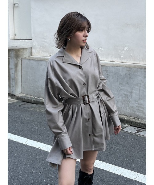 ENVYM（アンビー）の「ＡラインベルトシャツＯＰ（ワンピース・レディース・ブラック/ベージュ/チェック・FREE）」の15枚目の写真