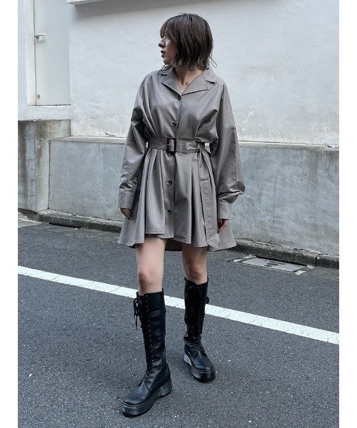 ENVYM（アンビー）の「ＡラインベルトシャツＯＰ（ワンピース・レディース・ブラック/ベージュ/チェック・FREE）」の11枚目の写真