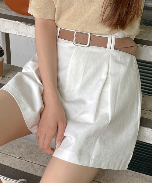 SONA（ソナ）の「SONYUNARA [SET]ピンタックショートパンツ＋ベルトセット（その他パンツ・レディース・ブラック/ベージュ/アイボリー・FREE）」の6枚目の写真