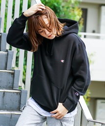 Champion | 【CHAMPION/チャンピオン】裏起毛プルオーバーパーカー 　ワンポイントブランドロゴ刺繍　フーディー　サスティナブル素材(パーカー)