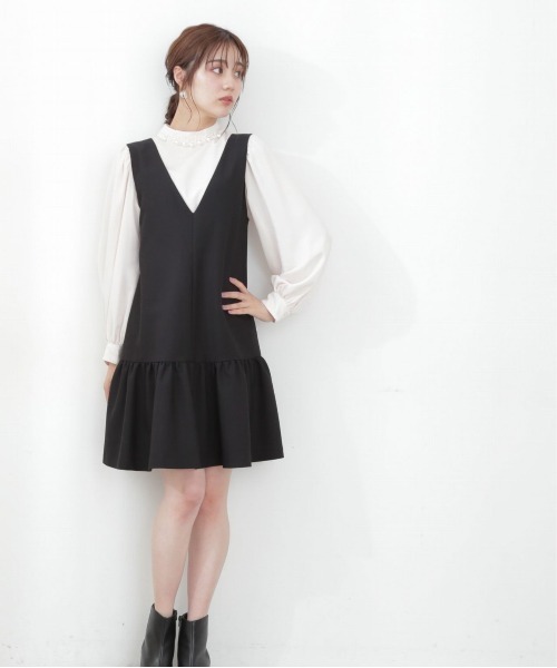 PROPORTION BODY DRESSING（プロポーションボディドレッシング）の「ミニティアードジャンパースカート / 1212240912（ワンピース・レディース・ブラック/ベージュ・MEDIUM/SMALL）」の7枚目の写真