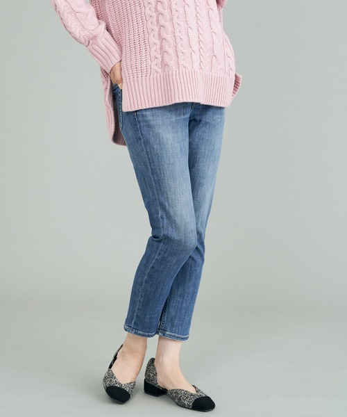 AMERICAN HOLIC(アメリカンホリック)の「【WEB限定】テーパードデニム(-3cm)(デニムパンツ・レディース・ブラック/ワンウォッシュ/ライトインディゴブルー・XS/L/M/XL/S)」の4枚目の写真