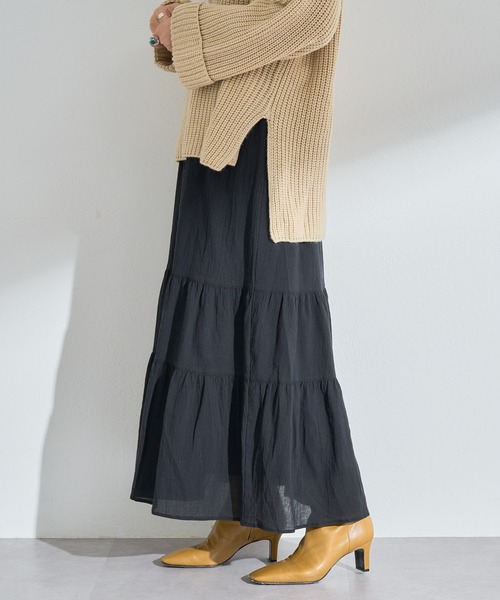 SHENERY（シーナリー）の「ティアードロングスカート（スカート・レディース・ホワイト/ブラック・FREE）」の14枚目の写真