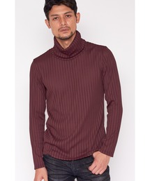 TORNADO MART∴ワイドストライプタートルネックカットソー