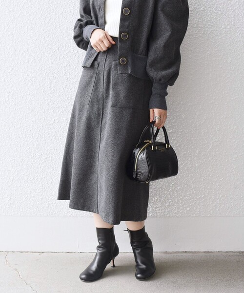 セール】*〈洗濯機可能〉ウールライクパッチポケットスカート