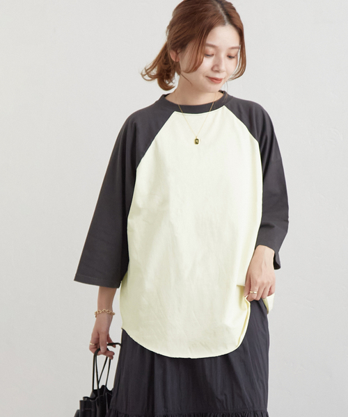 ALORE（アローレ）の「別注【ALORE/アローレ】ラグランT（Tシャツ/カットソー・レディース・オレンジ/ブラック/ブラウン/グリーン・FREE）」の2枚目の写真