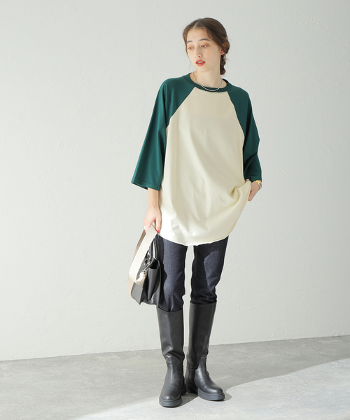 ALORE（アローレ）の「別注【ALORE/アローレ】ラグランT（Tシャツ/カットソー・レディース・オレンジ/ブラック/ブラウン/グリーン・FREE）」の7枚目の写真